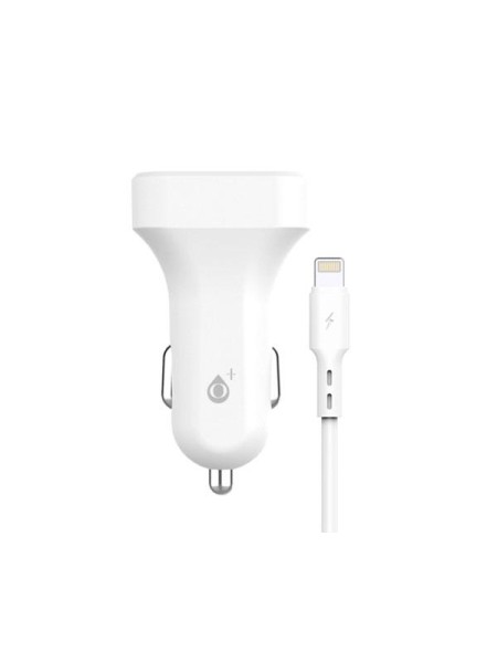 Cargador de coche-mechero Usb x2 + cable iPhone 6/7/8/Xs/Xr/ 5v 2.4a / A6262 / Blanco / One+