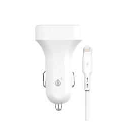 Cargador de coche-mechero Usb x2 + cable iPhone 6/7/8/Xs/Xr/ 5v 2.4a / A6262 / Blanco / One+