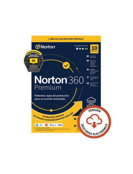Antivirus Norton 360 Premium 75Gb / 1 Usuario / 10 Dispositivos / 1 Año / Box / 21424335 / 21433187