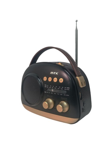 Radio portatil Am-Fm Bluetoothh 5.4 con Antena TR9438 / Altavoz externo / 1200Mah / Negro / Mayou / 0954382