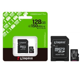 Micro sd hc Kingston uhs-i 128Gb Canvas Select Plus Gen3 150mb/s clase 10 / A1 / con adaptador SDCS3/128GB